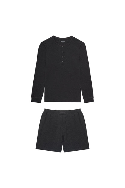 Premium Pyjama Long Sleeve Henley Short Set