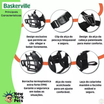 Focinheira Baskerville Preta Medio - Tamanho 3