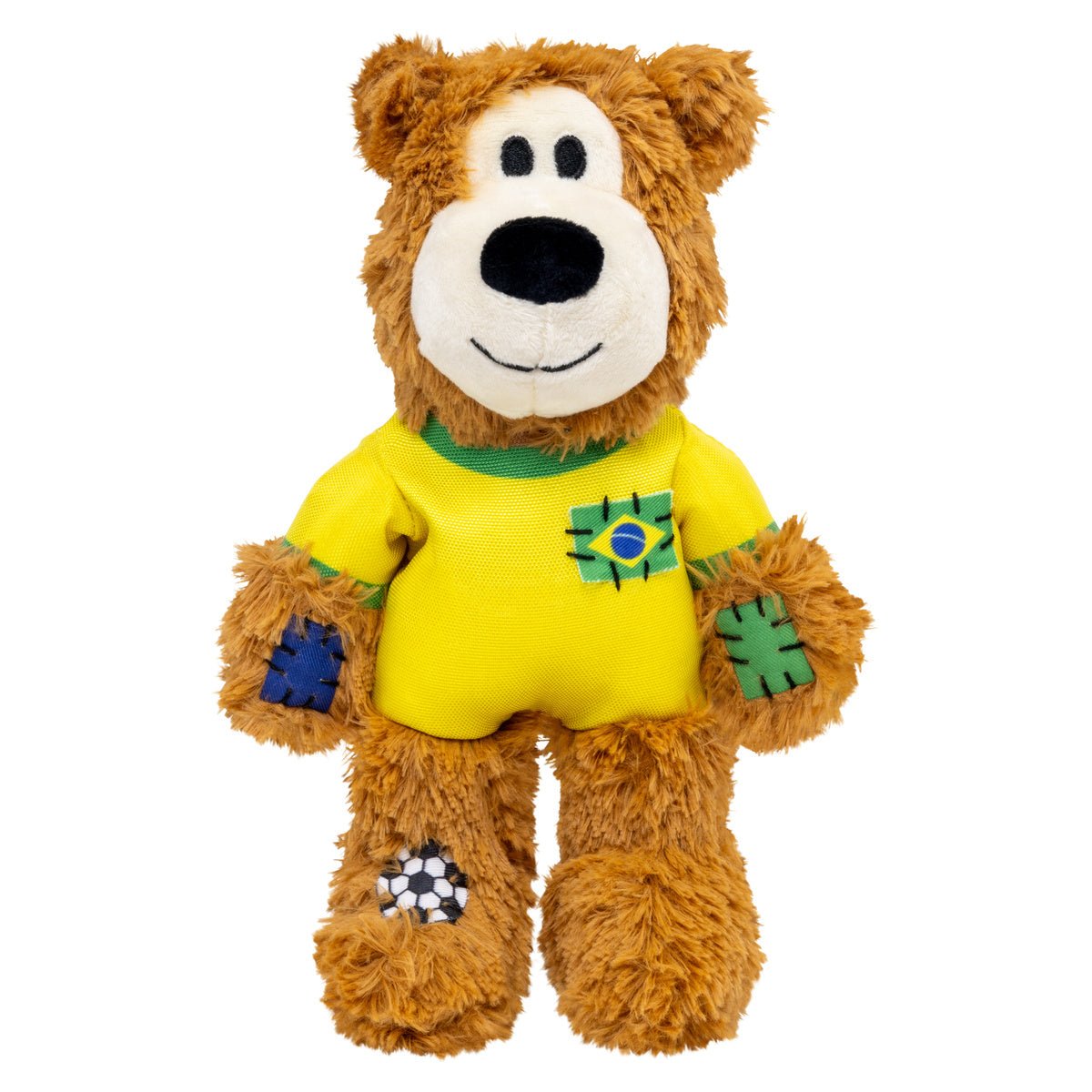 Kong Wild Knots Urso Brasil — Brinquedo de Pelúcia com Corda para Cães de Mordida Leve a Moderada