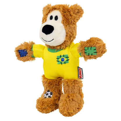 Kong Wild Knots Urso Brasil — Brinquedo de Pelúcia com Corda para Cães de Mordida Leve a Moderada