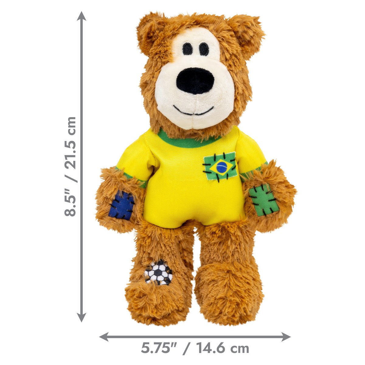 Kong Wild Knots Urso Brasil — Brinquedo de Pelúcia com Corda para Cães de Mordida Leve a Moderada