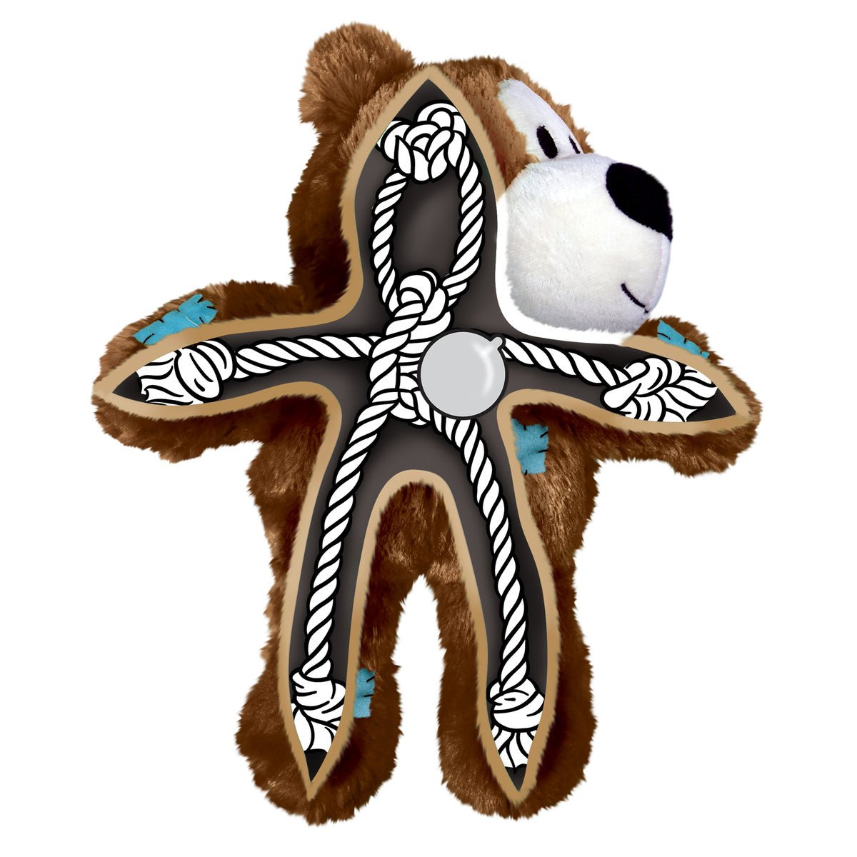 Kong Wild Knots Urso Espanha — Brinquedo de Pelúcia com Corda para Cães de Mordida Leve a Moderada