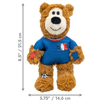 Kong Wild Knots Urso França — Brinquedo de Pelúcia com Corda para Cães de Mordida Leve a Moderada