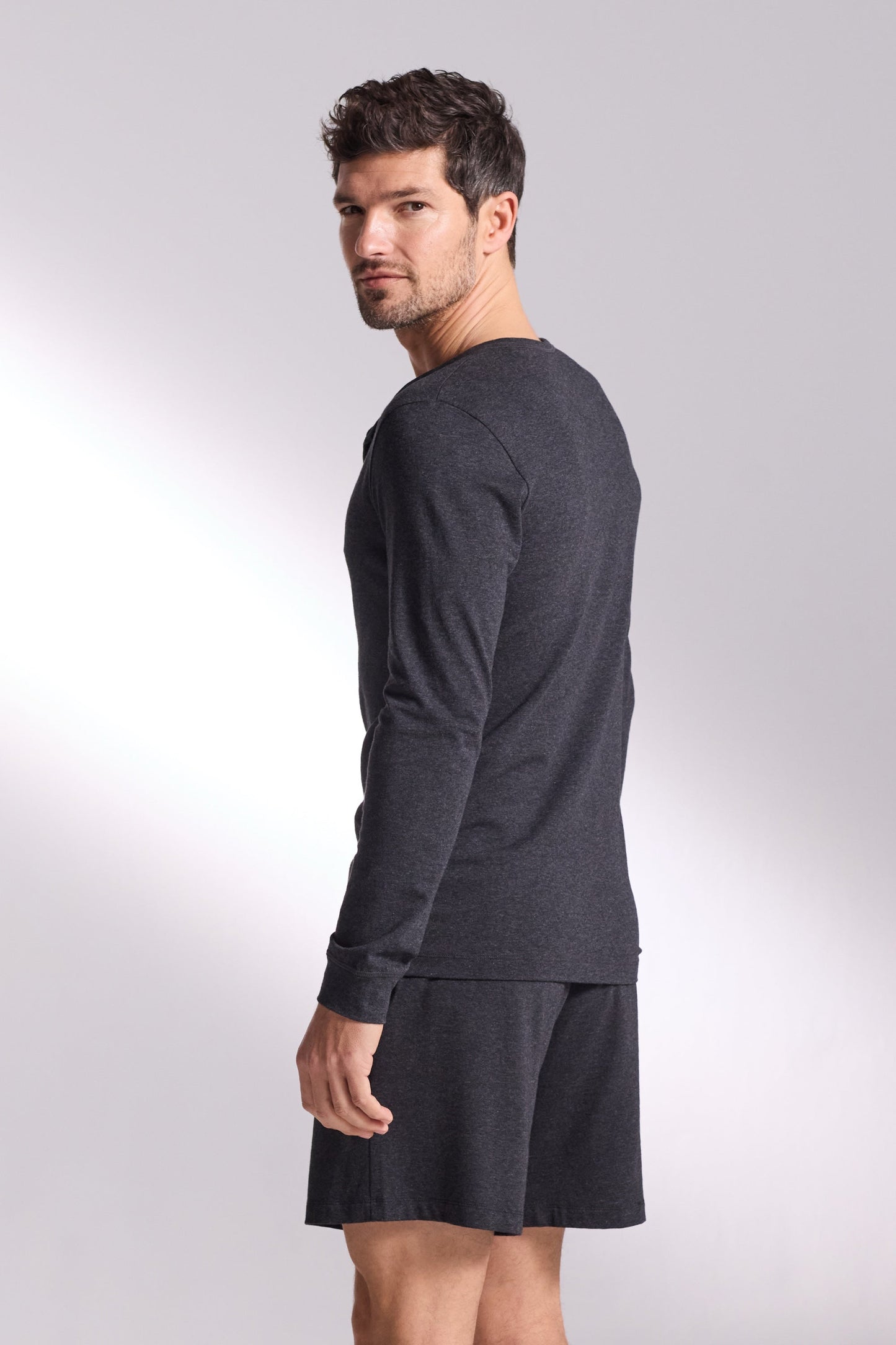 Premium Pyjama Long Sleeve Henley Short Set